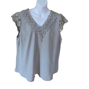 Emory Rose Women's Cap Lace Sleeve Blouse Sage Green Size 1XL Feminine